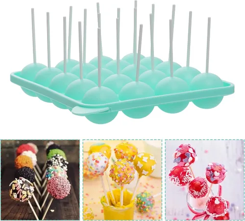 Miniatura 7 de Rbenxia Molde de silicona para tartas de 20 cavidades, medio círculo, piruleta, fiesta, magdalena, molde para hornear, bandeja de molde para tartas