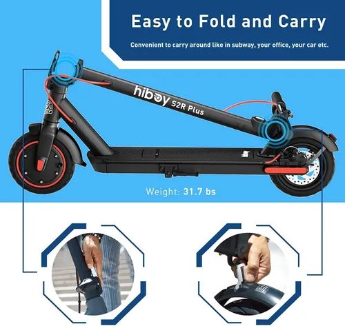 Miniatura 8 de Hiboy S2R Plus - Monopatín eléctrico, batería desmontable actualizada, neumáticos neumáticos de 9 pulgadas, motor de 350W - Máximo 22 millas y 19