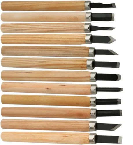 Miniatura 3 de 12 unids/8 cuchillos de cinceles de tallado de madera para herramientas básicas de corte de madera y herramientas de mano detalladas