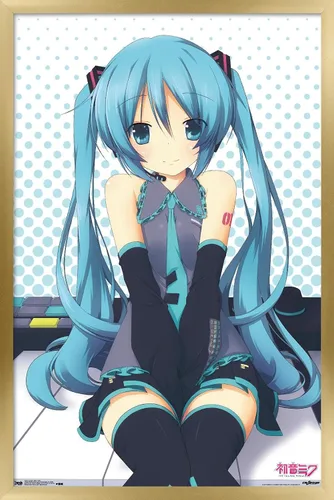 Miniatura 10 de Trends International Hatsune Miku - Póster de pared de llaves, 14.725 x 22.375 pulgadas, versión enmarcada de madera de granero