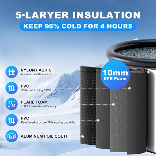 Miniatura 5 de AS ColdPlunge Bañera de hielo XL para inmersión en frío, vaina de hielo portátil con tapa y cubierta, bañera inflable de 100 galones con 2 válvulas