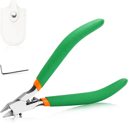 SPEEDWOX Pinza de una sola hoja para la construcción de modelos Cortador lateral puntiagudo con borde único ultrafino y cubierta de cuero Modelos de