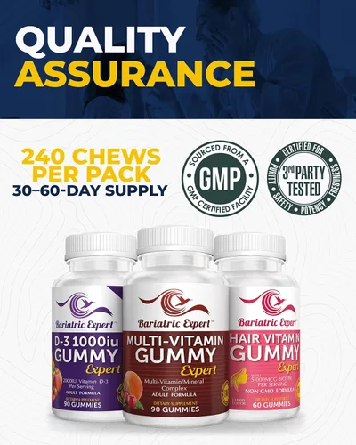 Miniatura 8 de Multivitamínico bariátrico, paquete de 3 gomitas multivitamínicas, 90 masticables - Gomitas D3 90 masticables - Gomitas de vitaminas