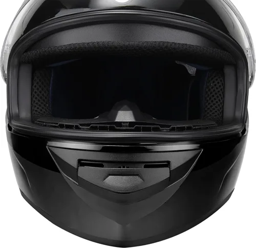 Miniatura 8 de Casco de motocicleta de cara completa para adultos con aprobación DOT, Casco ligero y aerodinámico de bicicleta de calle negro brillante para Brillo