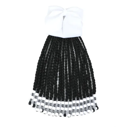 Miniatura 11 de Kid's Summer Paquete de 2 extensiones de cola de caballo para niños con cuentas, trenzas de caja, extensiones de cabello sintético para bebés, Rosa