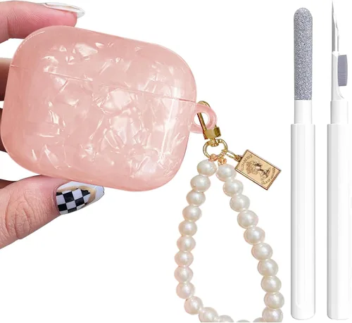 Miniatura 23 de Funda para Airpods Pro - YOMPLOW Funda protectora rígida de piel portátil y a prueba de golpes para mujeres y niñas con llavero para Apple Airpods