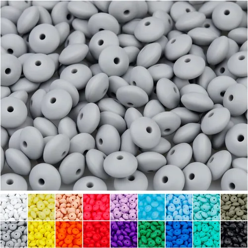 Miniatura 19 de 180 piezas FIVEIZERO cuentas de lenteja de silicona, cuentas focales de ábaco de silicona de 12 mm a granel cuentas sueltas de color para pulseras