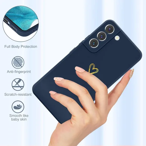 Miniatura 3 de Wirvyuer Funda para Samsung Galaxy S22, bonita funda delgada a prueba de golpes con soporte de carga inalámbrica y protección, azul marino