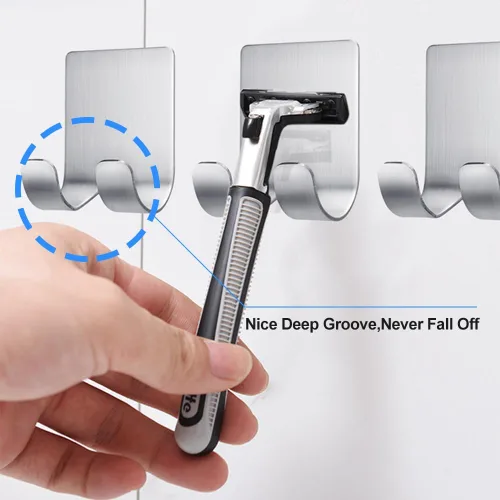 Miniatura 5 de Fotosnow Soporte para maquinilla de afeitar de ducha, soporte autoadhesivo de acero inoxidable, gancho de almacenamiento para maquinilla de afeitar