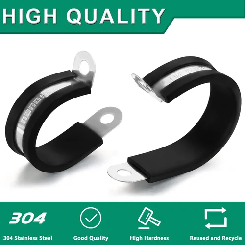 Miniatura 5 de OURU 15 piezas de abrazaderas de cable de acero inoxidable de 1-1/4 pulgadas, abrazaderas de cable con revestimiento de goma y cojín aisladas