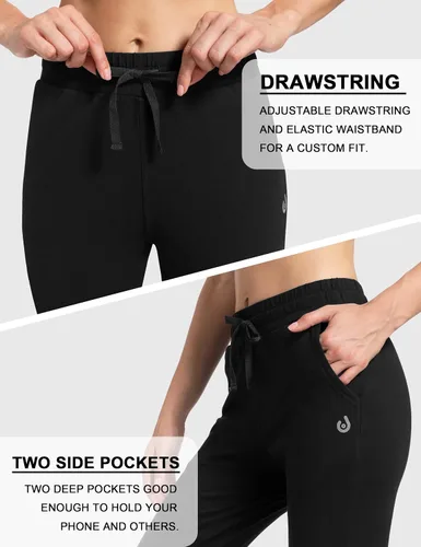 Miniatura 4 de HARTPOR Pantalones deportivos de algodón para mujer, pantalones deportivos para yoga, pantalones deportivos casuales para correr con bolsillos