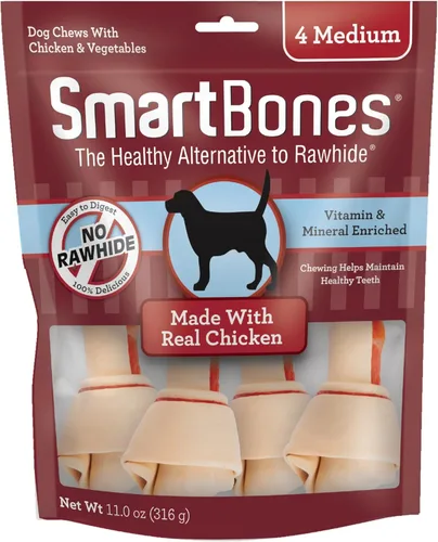 Miniatura 11 de SmartBones Masticables medianos con batata real, 4 unidades, sin piel cruda, masticables para perros