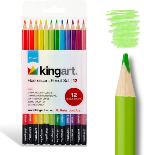 Miniatura 6 de KINGART Juego de lápices metálicos de 12 unidades, 12 colores brillantes para superficies claras y oscuras, preafilados, duraderos para bocetos
