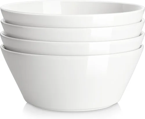 Miniatura 10 de MALACASA Juego de 4 cuencos de sopa de 35 onzas, cuencos de porcelana blanca, cuencos profundos para cocina, cuencos grandes de cerámica para sopa