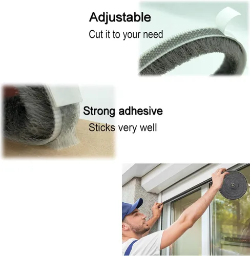 Miniatura 3 de Burlete adhesivo fuerte para ventanas corredizas y marcos de puertas, tira de sellado para insonorización, a prueba de polvo, impermeable
