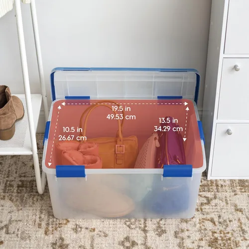 Miniatura 3 de IRIS USA - Contenedor organizador de plástico hermético de 60 cuartos de galón con tapa duradera y sello y hebillas de cierre seguro