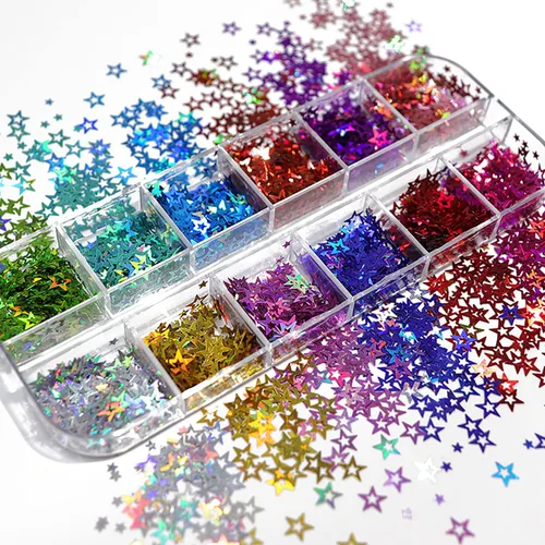 Miniatura 15 de Lentejas de purpurina camaleón para uñas, lentejuelas de arte de uñas holográficas 3D con gradiente láser, polvo de purpurina brillante en gel UV