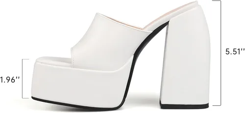 Miniatura 2 de Dsevht Sandalias de plataforma gruesa para mujer, sin cordones, puntera cuadrada, con tacón alto