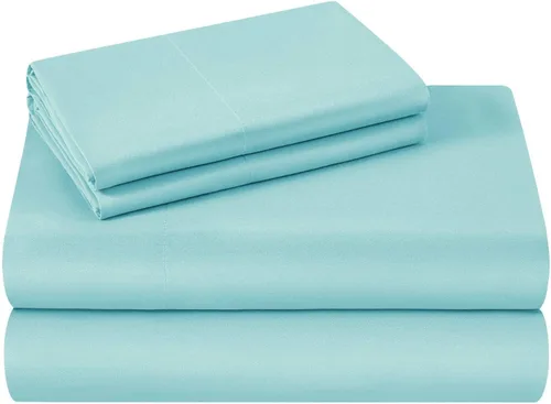 Miniatura 2 de LaxLinen 4 PCs Sheet Set (+30 Inch) Extra Deep Pocket Twin/Single Bed Size, Aqua Solid 600 Thread Count 100% Egyptian Cotton