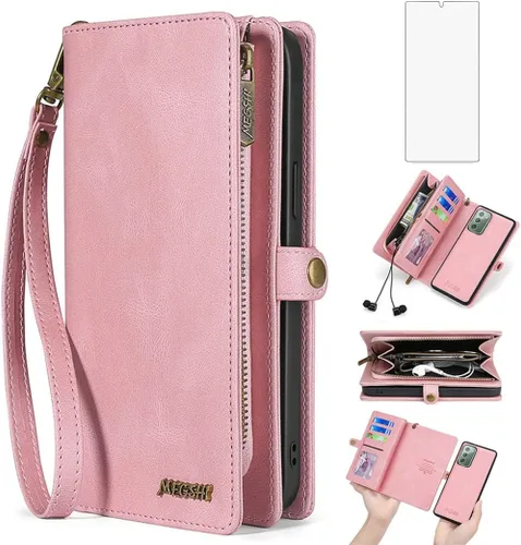 Miniatura 9 de Asuwish Funda de teléfono para Samsung Galaxy Note 20 5G con cremallera, funda desmontable con protector de pantalla de vidrio templado y tarjetero