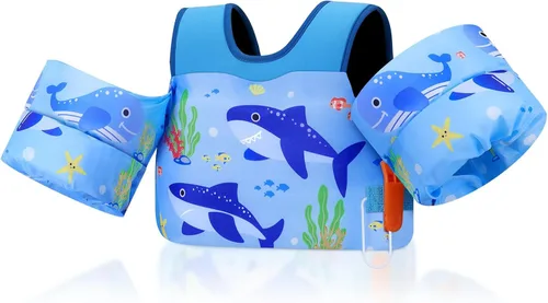 MoKo Chaleco de natación para niños pequeños de 13-30/20-50/22-66 libras, flotadores de brazo de natación de dibujos animados, alas de agua,