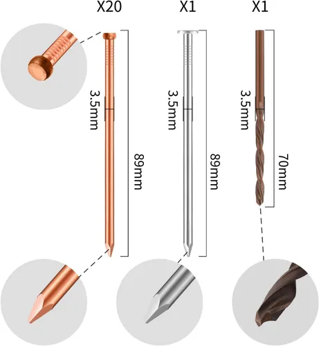 Miniatura 2 de 15 piezas de clavos de cobre de cabeza oculta para eliminar árboles, tocones y raíces - clavos de 3.5 pulgadas de largo vienen con clavos de acero