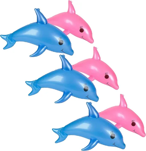Miniatura 7 de Juguete inflable de delfín perlado azul y rosa de 22 pulgadas (juego de 2) inflable para playa junto a la piscina