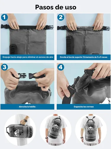Miniatura 5 de HEETA Bolsa Seca Impermeable para Mujeres y Hombres, 5L/10L/20L/30L/40L Tapa Enrollable Bolsa de Almacenamiento Seca Ligera Mochila con Funda
