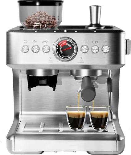 Miniatura 10 de Garvee Máquina de café expreso con molinillo, cafetera profesional de 20 bar con espumador de leche, varita de vapor para capuchino, latte