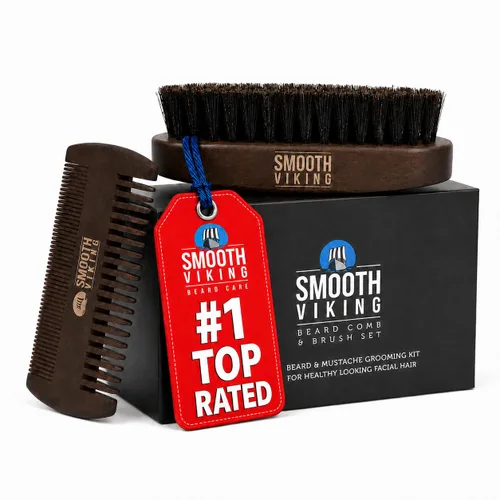 Miniatura 10 de Cepillo de barba para hombre - Con cerdas de jabalí para fácil mantenimiento - Cuidado facial, peine para cabello para el acondicionamiento, Beige
