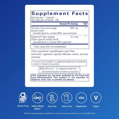 Miniatura 2 de Pure Encapsulations – Curcumina 500 con Bioperina, 1