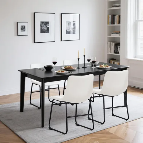 Miniatura 16 de Juego de sillas de comedor AmoUnico, silla de comedor moderna, sillas de comedor de cuero, sillas de cocina con tapizado de cuero sintético