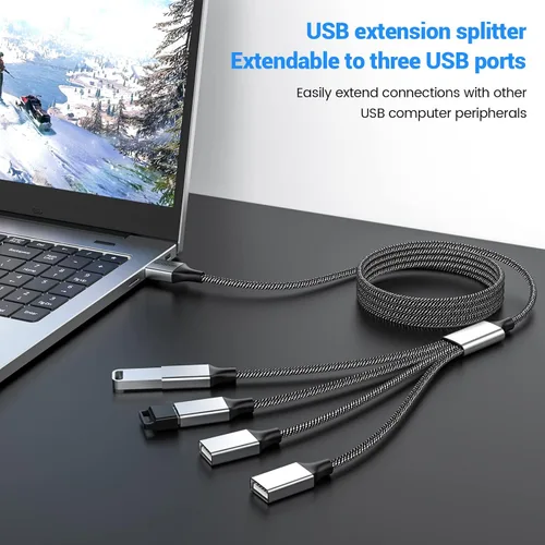Miniatura 4 de MOGOOD USB Splitter 1 in 4 Out, 6FT Braided USB Extension Cable, 4 Port USB Hub for Data Sync and Charging, Plug & Play for Laptop, PC, Mac, Xbox