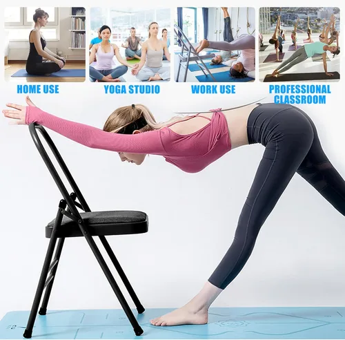 Miniatura 6 de INNOLIFE Foldable Backless Yoga Chair with Resistance Band for Abs & Core, Flexibility and Strength Training and Back Pain Relieving