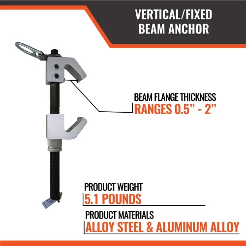 Miniatura 4 de Malta Dynamics Anclaje reutilizable de viga fija vertical de 4.5 a 12 pulgadas con anillo en D giratorio de 360°, anclaje superior o nivel de pie