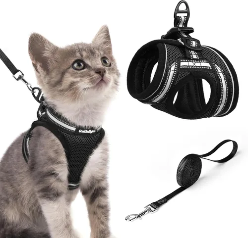 Miniatura 33 de rabbitgoo Juego de arnés y correa para gatos para caminar a prueba de escape, chaleco suave ajustable para gatitos con tira reflectante para gatos