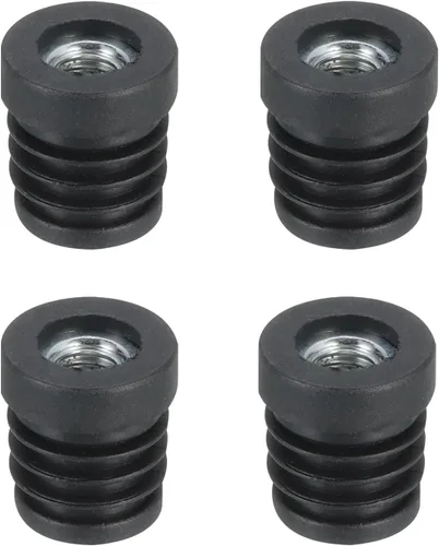 Uxcell 4 piezas de insertos roscados M8 para tubo redondo de 0.748 in/0.75 pulgadas, insertos de plástico negro para tapas de extremos de silla y
