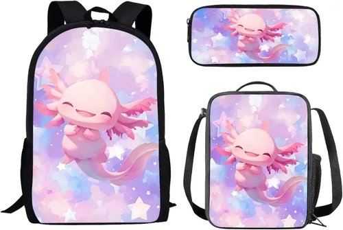 Miniatura 32 de Paquete de 3 bolsas escolares con estampado de bandera estadounidense para niños, mochila de gran capacidad para laptop, con cremallera, estuche