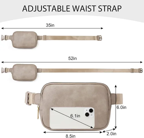 Miniatura 3 de CLUCI Riñonera para mujer, cangurera cruzada para mujer, moderna, de piel sintética, con correas ajustables, Gris