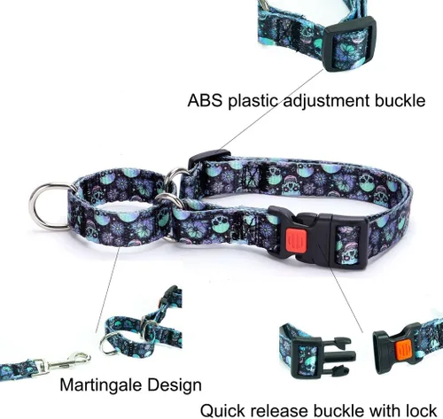Miniatura 2 de Martingale - Collares para perros pequeños, antideslizantes, a prueba de escapes, collares limitados para mascotas, hebilla de liberación rápida