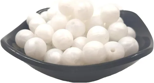 Miniatura 39 de Cuentas de perlas de silicona focales para bolígrafo, 100 cuentas redondas de silicona sueltas de 0.59 pulgadas a granel para llavero, mamá mujer
