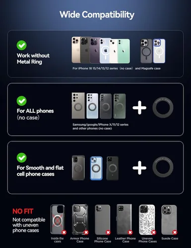 Miniatura 7 de JOYROOM Soporte magnético de teléfono al vacío para automóvil, soporte de teléfono con ventosa más fuerte, soporte de automóvil Magsafe ajustable