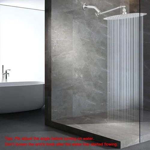 Miniatura 5 de NearMoon Cabezal de ducha de lluvia con brazo ajustable de 11 pulgadas, ducha de lluvia de acero inoxidable de alta presión, diseño ultrafino, Níquel
