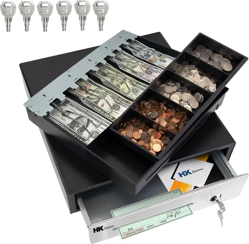 Miniatura 2 de HK SYSTEMS 16 "POS Cajón de efectivo frontal de acero inoxidable, diapositiva de rodamiento de bolas, POS resistente con bandeja extraíble