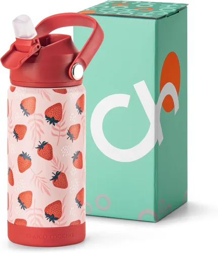 Miniatura 15 de Botella de Agua Choco Mocha para Niños para la Escuela, Botella de Agua Aislada para Niños de Acero Inoxidable para Niños, 14 Oz Camión Monstruo