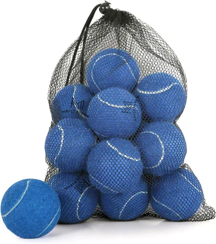 Miniatura 11 de Juego de 12/18 pelotas de tenis para entrenamiento, juego para perros y práctica con bolsa de malla para transporte y entrenamiento