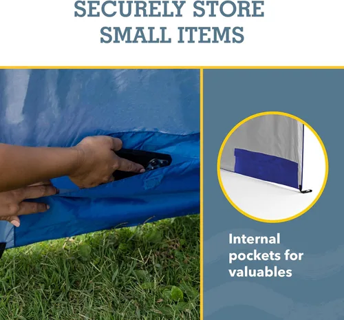 Miniatura 8 de Sport-Brella Super-Brella UPF 50+ Sun and Rain Canopy Umbrella, 8 Foot Portable Beach Shelter with Side Panels, Wind Flaps, and Carry Bag, Blue