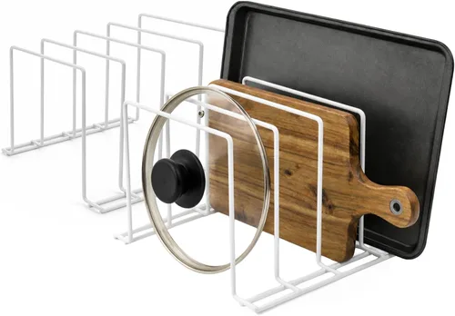 Miniatura 9 de Stock Your Home Organizador de gabinete de cocina, bronce (paquete de 2) soporte de acero para hornear con 4 ranuras para gabinete, organizador