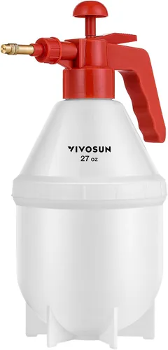 VIVOSUN Pulverizador de bomba de 27 onzas, botella rociadora de agua de mano para jardín con boquilla de latón ajustable, para rociar plantas, Rojo