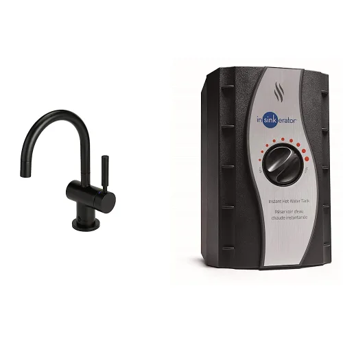InSinkErator F-HC3300MBLK - Dispensadores de agua caliente y fría, tanque de agua caliente instantánea negro mate - Depósito de acero inoxidable de